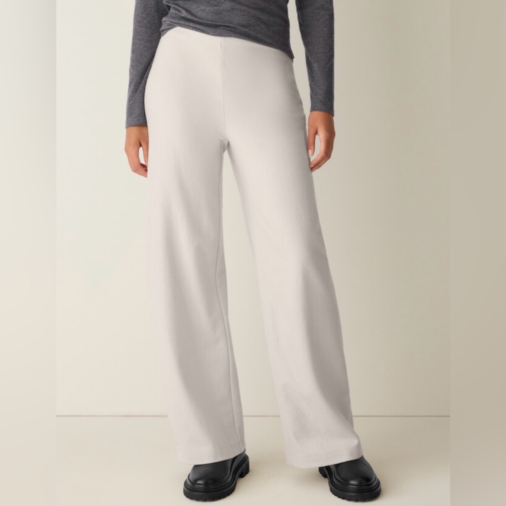 Eileen Fisher Felted Wool Jersey Wide-Leg Pant In Regenerative Wool Xl Nwt